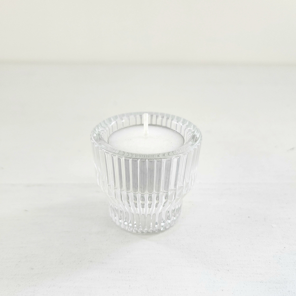 Ribbed Two Way Candle Holder - Clear Glass Votive